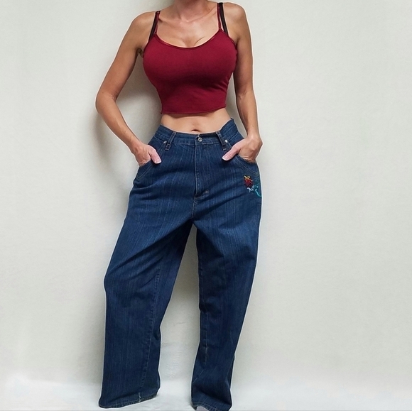 VINTAGE Rocawear Rainbow Graphic Baggy Fit Wide Leg High Rise Skater Jeans - Picture 2 of 16